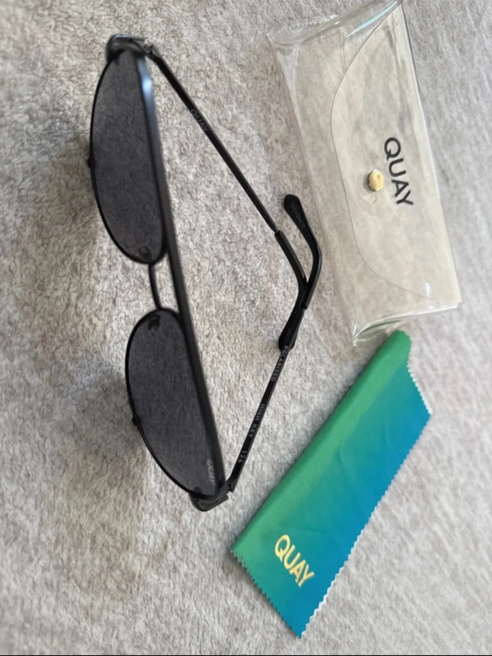 Quay Australia Polorized Highkey Aviator Sunglasses-Black